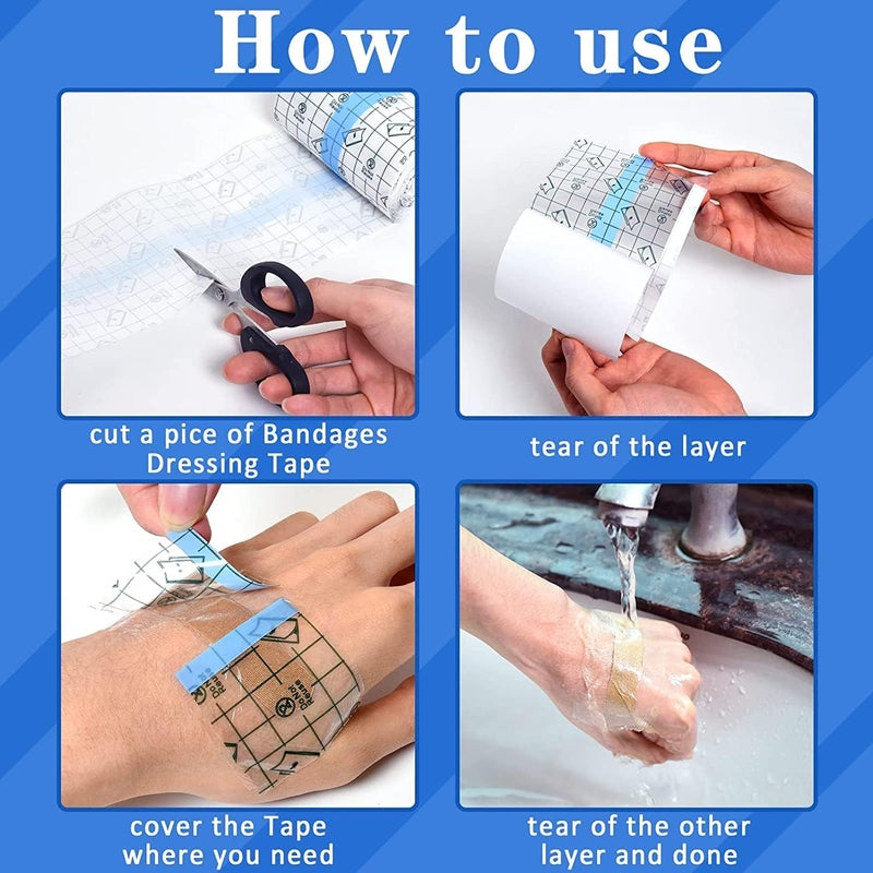 OBTANIM Transparent Waterproof Stretch Clear Adhesive Film Bandage Skin Dressing Tape for Tattoo Aftercare (5 x 394 Inch) - Image 3